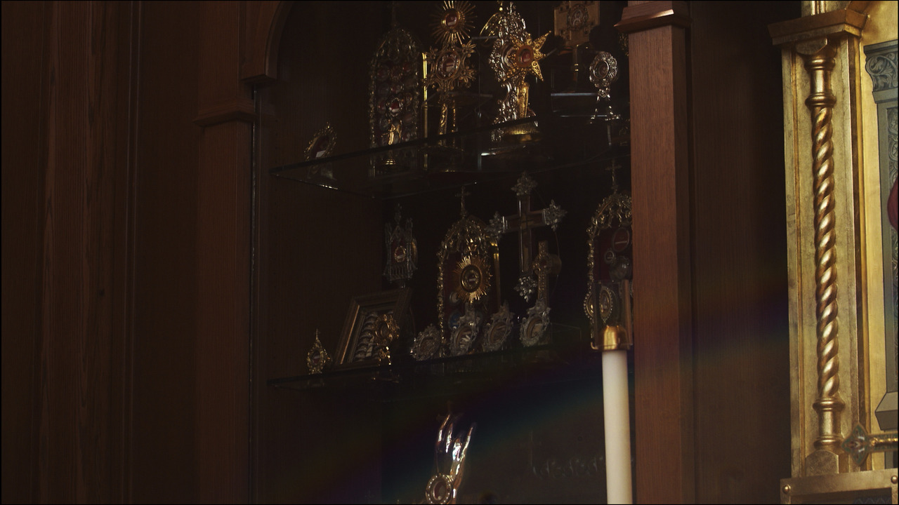 Cathedral reliquary with crosses and monstrances.